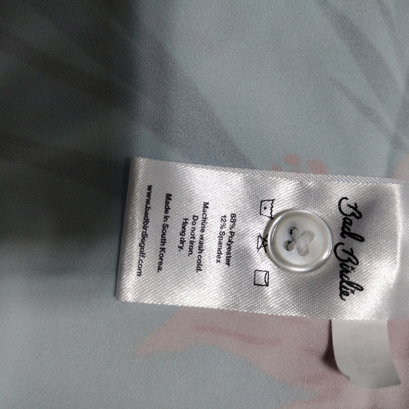 Bad Birdie Never Lei Up Floral Golf Polo Shirt Mens M Teal Hawaiian - Picture 6 of 8